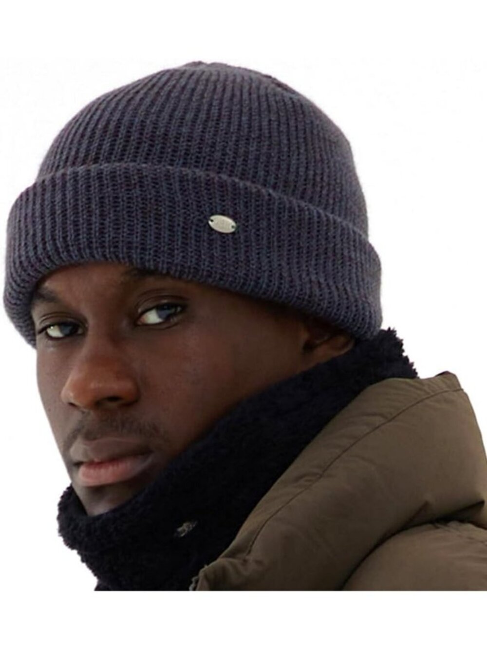 Unisex Thick Warm Two-Tone Knit Beanie Cap - Stylish Slouchy Ski Hat for Winter